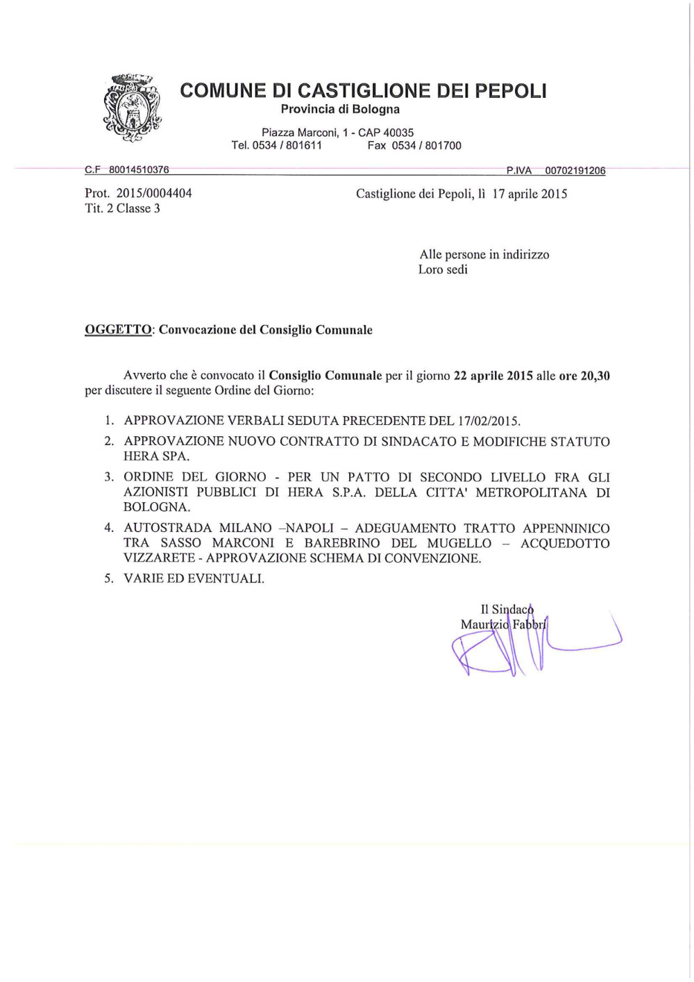 Consiglio Comunale 17.04.15